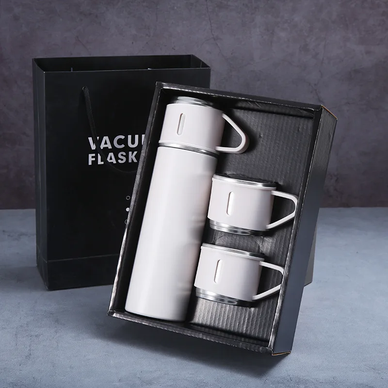 500ML vacuum flask gift set a cup of three lids