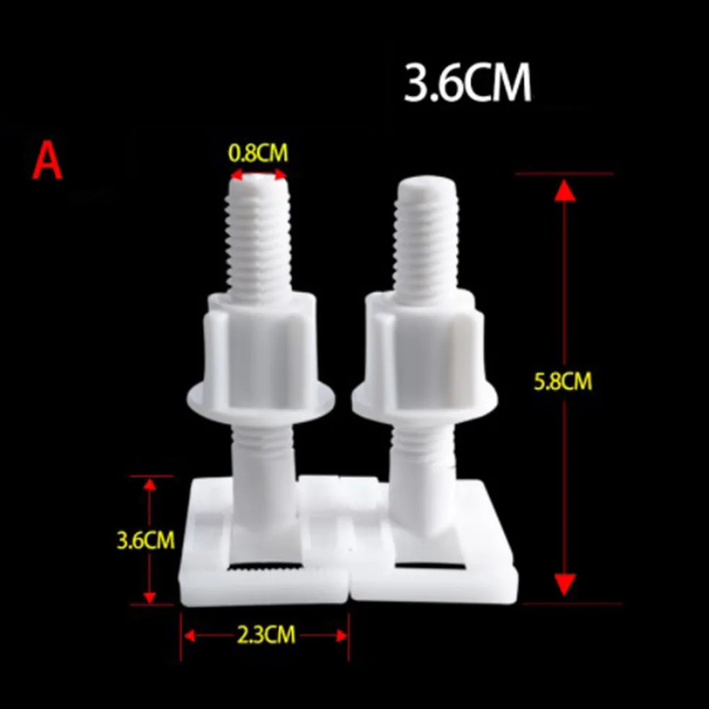 

Bathroom Toilet Hinge Screws Plastic Bolts Replacement Spare Parts White 2*Sliding Plates 6cm Screw Accessories High Quality