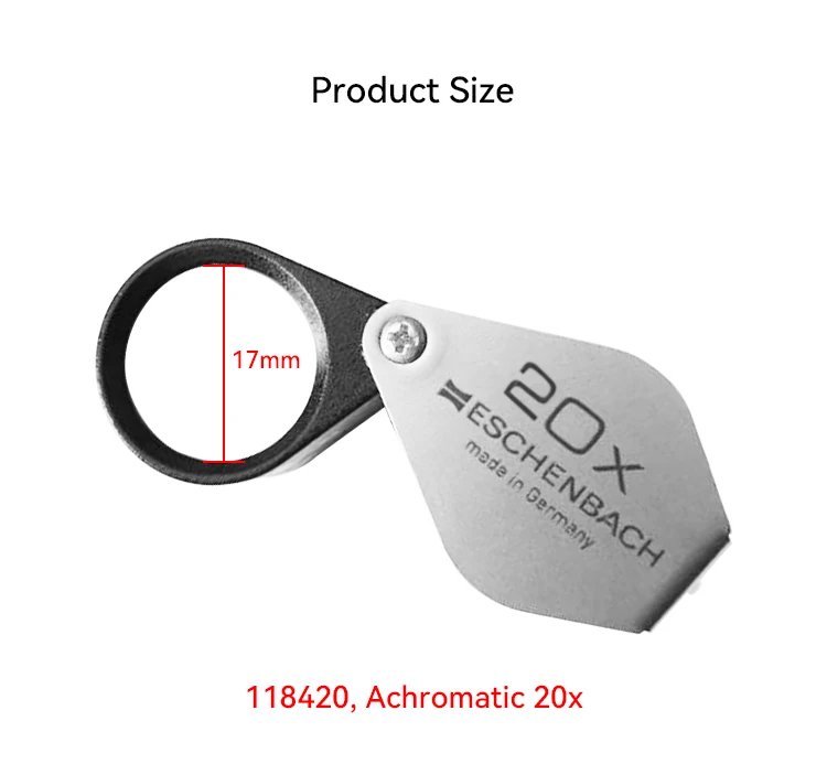 Eschenbach Diamond Triplet Folding Lupen 10x 20x Vergrößerung Achromatische Linsen Metallrahmen Chrom Messing Griff für Juweliere – Detail 5