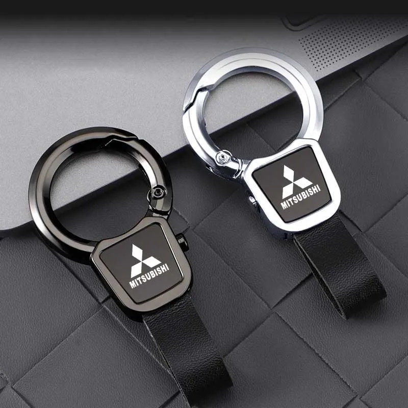 자동차 로고 키 체인 Pu 가죽 금속 열쇠 고리 펜던트 Mitsubishi Ralliart ASX Lancer Cordia Pajero Outlander Galant Mirage Colt