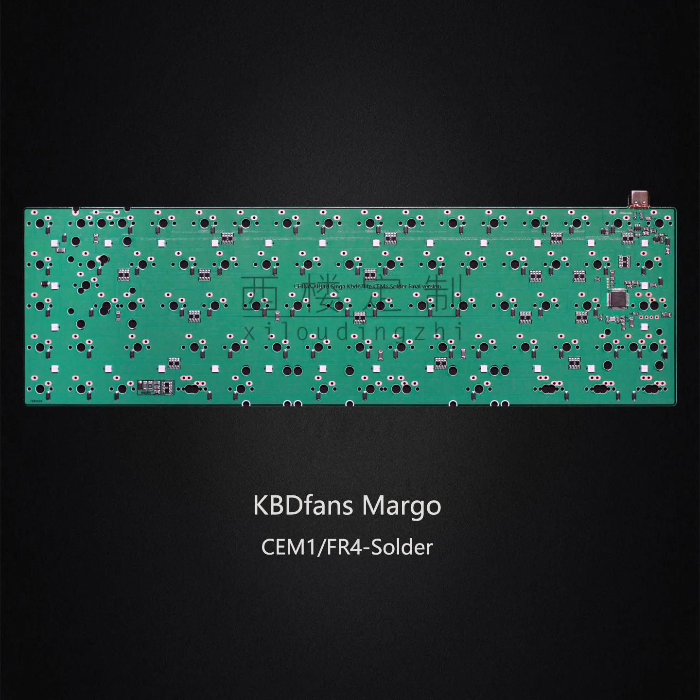 1.6mm 납땜 가능한 PCB, KBDfans Margo/Kbd67lite 호환, CEM1/FR4 베이스, VIA 리매핑 1k 속도