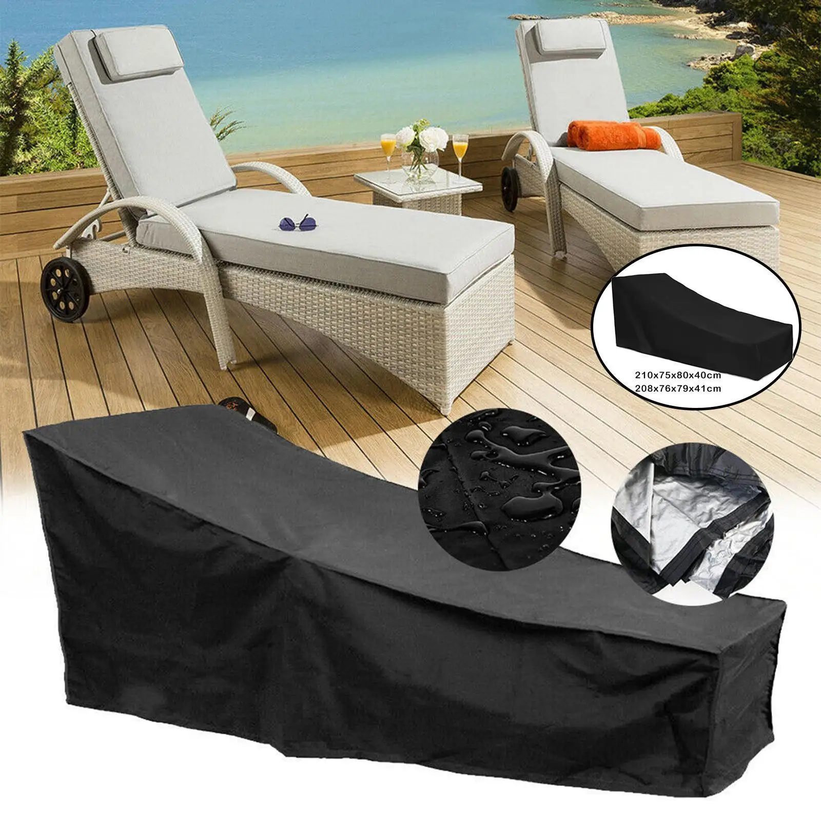 Foldable Cover Waterproof Outdoor Pool Recliner Deck Protective