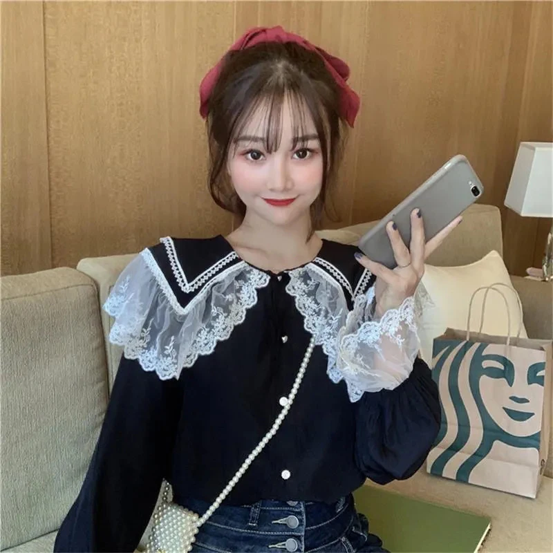 ブラウス シャツ lace trim sailor blouse レディース Didot.showroom（ディドット ショールーム）の「sailor blouse