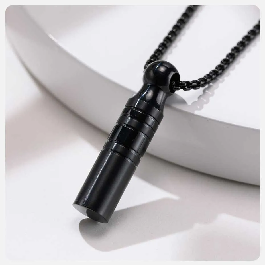 Vnox Herren Urnen-Anhänger-Halskette für Asche, Aschefläschchen-Zylinder aus Edelstahl, Parfümhalter-Halsband, Andenken-Geschenke – Detail 15