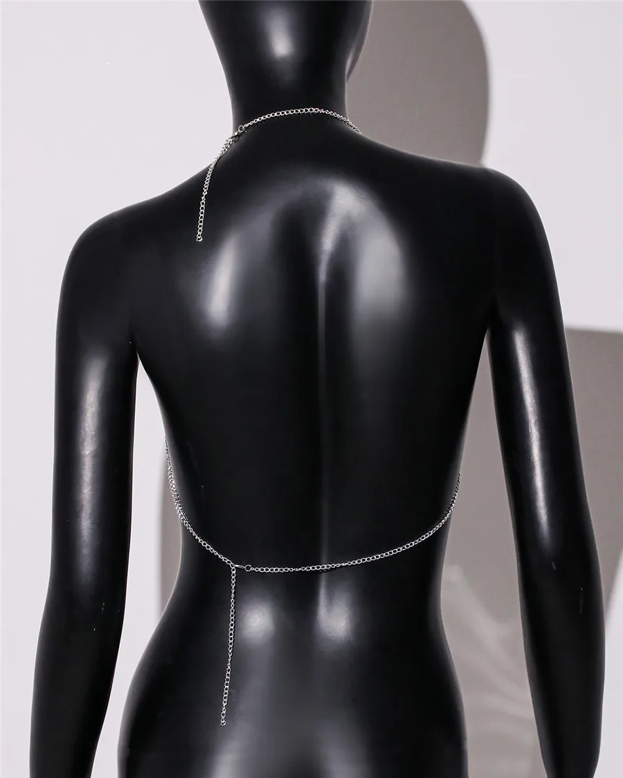 Akyzo Mode Metall Pailletten Leibchen Sommer Frauen rücken frei Neck holder Hals von der Schulter Crop Top Rave Vocal Konzert Tank Top – Detail 11