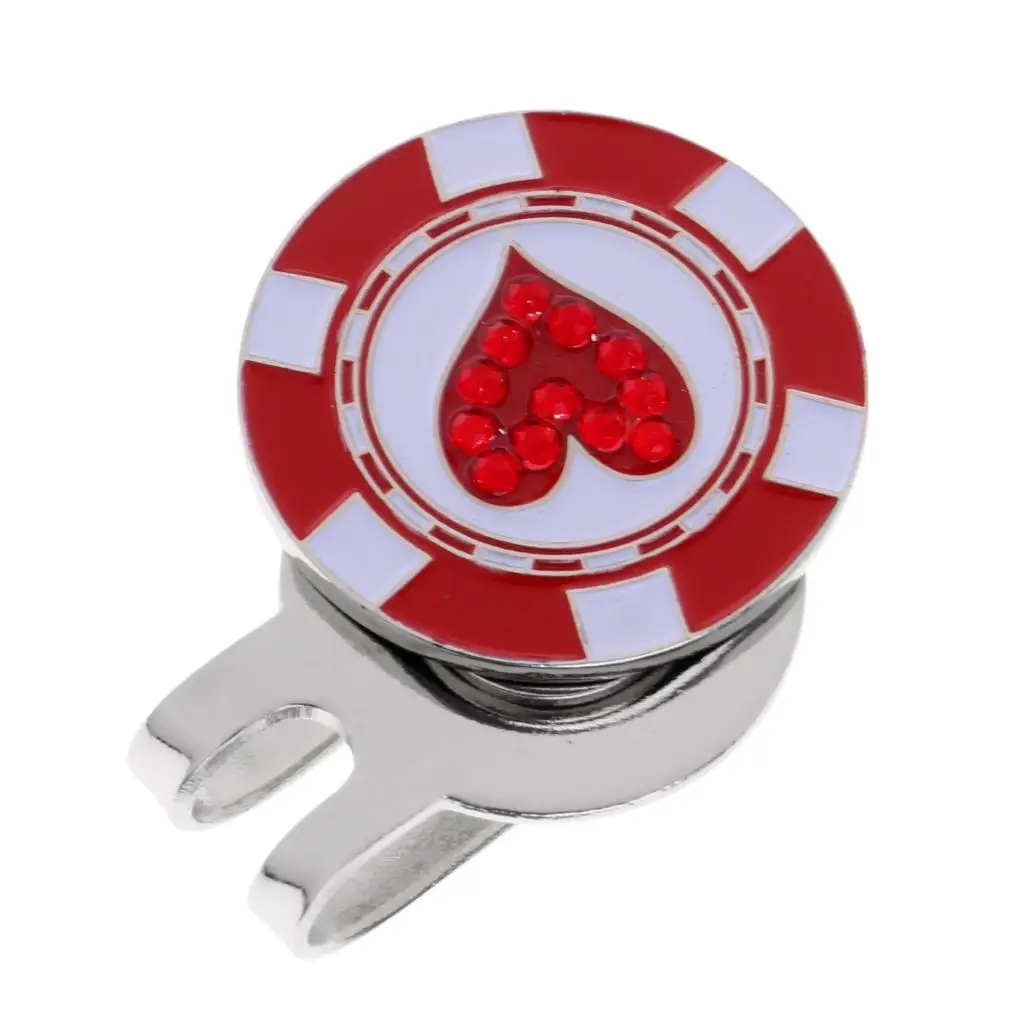 Sturdy Heart Pattern Magnetic Golf Ball Marker Clip On Golf Cap Visor Gift Red
