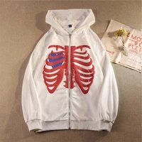 Y2K Skeleton Hoodies Women 2023 Vrouwen Gothic Zwart Zip Up Oversized Sweatshirt Dames Retro Harajuku Capuchon Streetwear Tops - Image 2