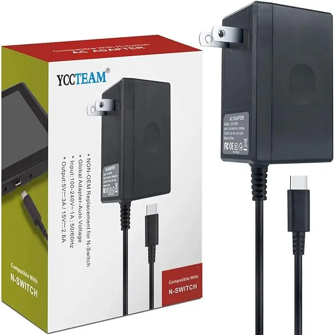 Charger Type C Power Adapter Switching Power Supply Power Supply Game Console Power Adapter Power Adapter For Nintendo Switch AC Adapter Power Supply Fast Charging Compatible with Switch OLED/Switch Dock Station Pro Controller