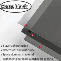 ABWP-2X Floating Wall Shelf Black For Kitchen Bathroom Storage Rack Mirror Metal Shower Corner Shelves Organizer B 2