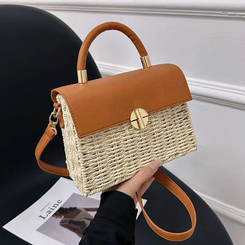 

2023 new summer rattan portable shoulder bag casual all-match messenger bag high-grade fashionable women's crossbody bag