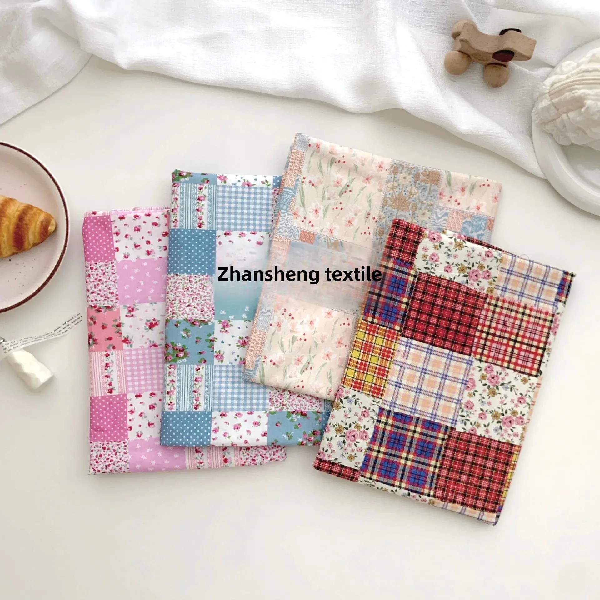 Colorful Pure Cotton Fabric Sugar Bean Grid Pattern Clothing Fabric for Bedding Skirts Children's Dresses Women's Dresses