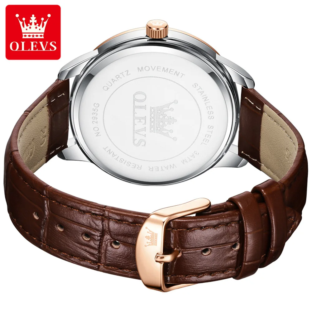OLEVS Mens Watches Top Brand Luxury Leather Quartz Watch for Men Waterproof Luminous Week Date Business Watches Men Reloj Hombre