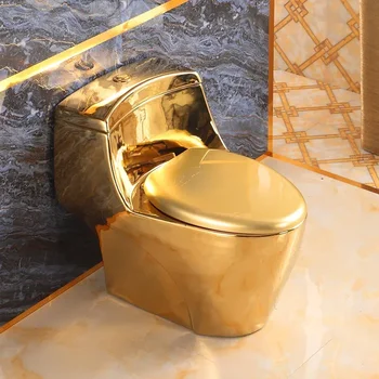 european style large gold plated toilet with new color and golden toilet ceramic household flush toilet