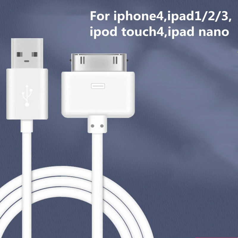 30 Pin USB Cable For Apple iPhone 4 S 4s 3G 3GS iPad 1 2 3 iPod Nano