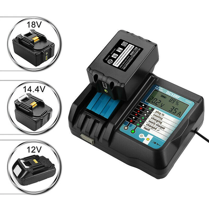 Dc18rct Li-ion Battery Charger For Makita Charger 18v 14.4v Bl1830 Bl1430  Dc18rc Dc18ra Power Tool 3a Charging Current Eu Plug - Power Tool  Accessories - AliExpress