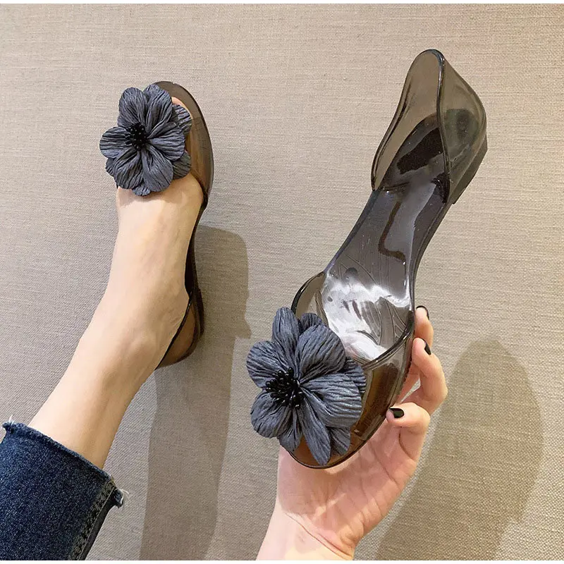 women's sandals with backstrap Women Sandals Fashion Flat Flower Female Pleated Shoes Ladies Solid Open Toe Sweet Beach Outdoors Slip On Footwear New 2022 closed toe sandals