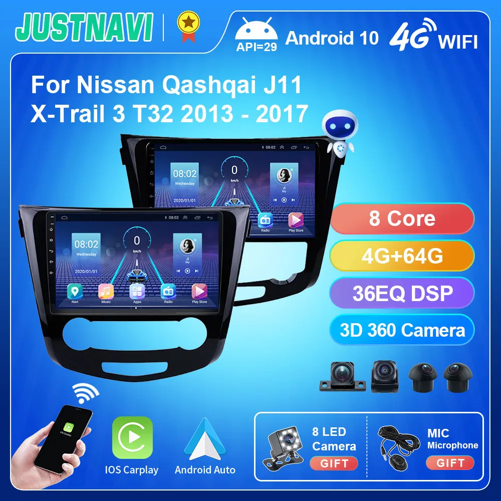 Justnavi Qt5 4+64g Carplay Android 10.0 Auto Radio For Nissan Qashqai
