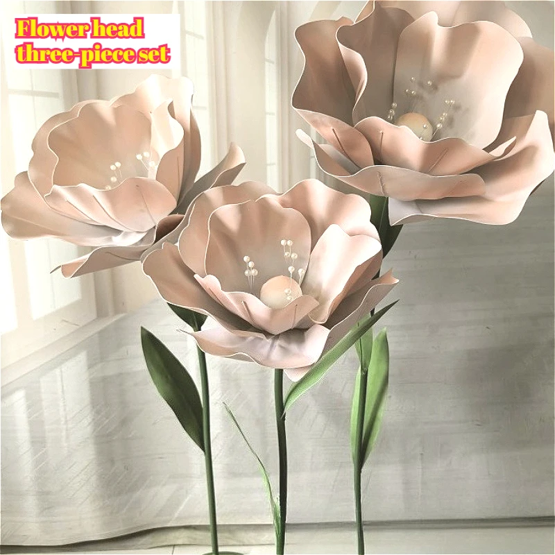 3 Stück/40 cm/50 cm 60 cm Mohn großer Blumenkopf, Hochzeits-Requisiten, DIY-Bühnendekoration, Fensterornamente, künstliche EVA-Blumen