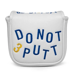 Elegant Embroidered White Premium Leather Mallet Putter Cover with Magnetic Closure (Mallet)