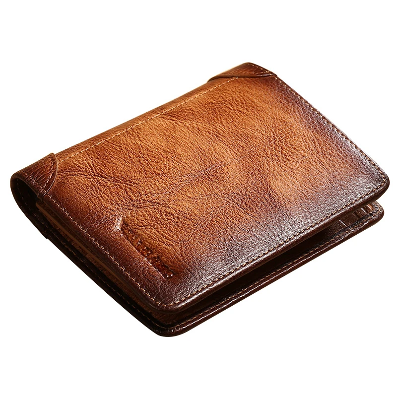 

Genuine Leather Men Wallet Small Mini Card Holder Male Wallet Pocket Retro purse High Quality