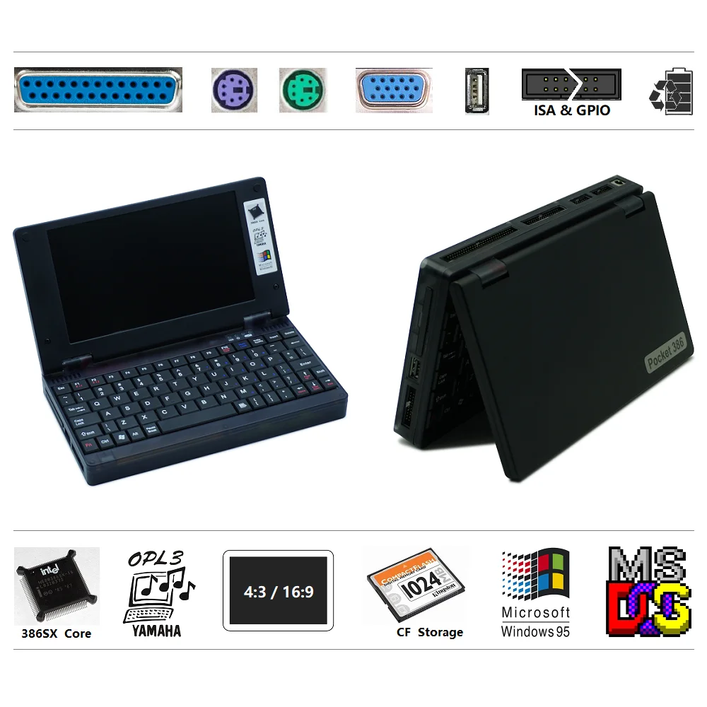 Pocket 386/Pocket 8086 Laptop Computer CGA Graphics Card Serial