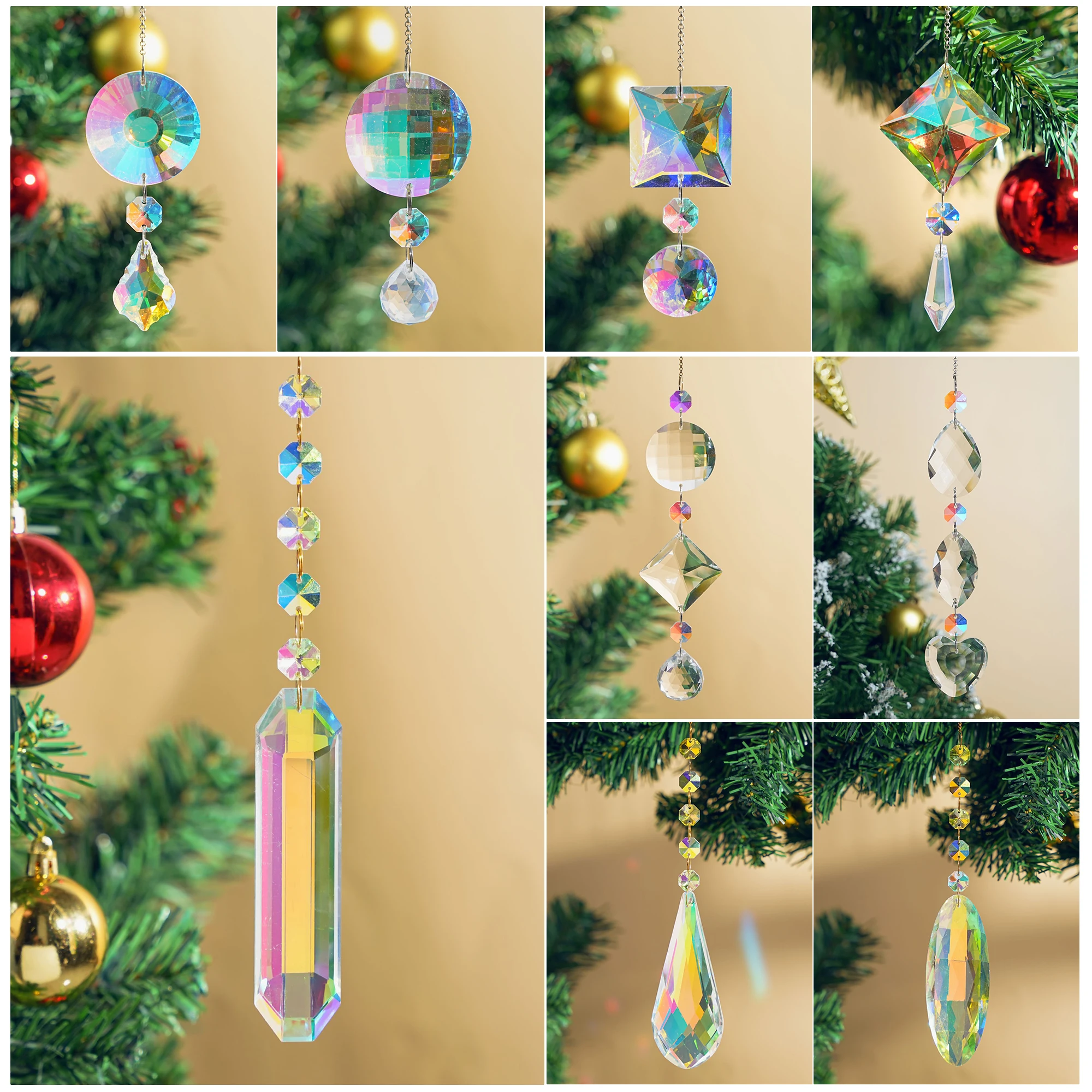 H & D – attrape-soleil en cristal coloré, pendentif prisme suspendu, lustre  arc-en-ciel, goutte de fenêtre, décoration de jardin, artisanat d'ornement  - AliExpress