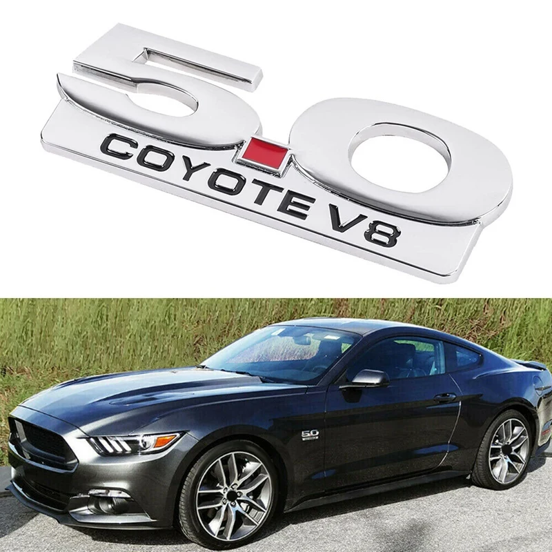 2X 5.0 Coyote V8 Emblema Per 11-14 Ford Mustang F150 F250 Chrome Side Body Fender Emblemi Decalcomania Sticker Badge Targhetta