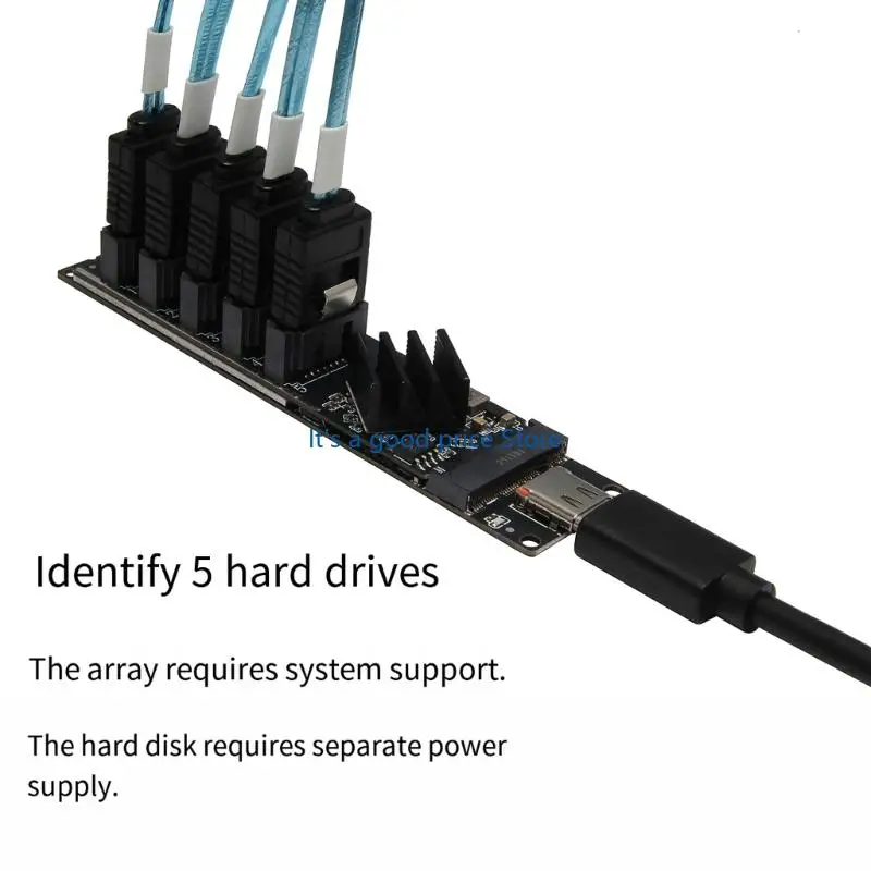 2.5인치 및 3.5인치 솔리드 드라이브 어댑터용 고속 5Gbps USB3.0 5 SATA3 포트 변환기 JMS580 칩