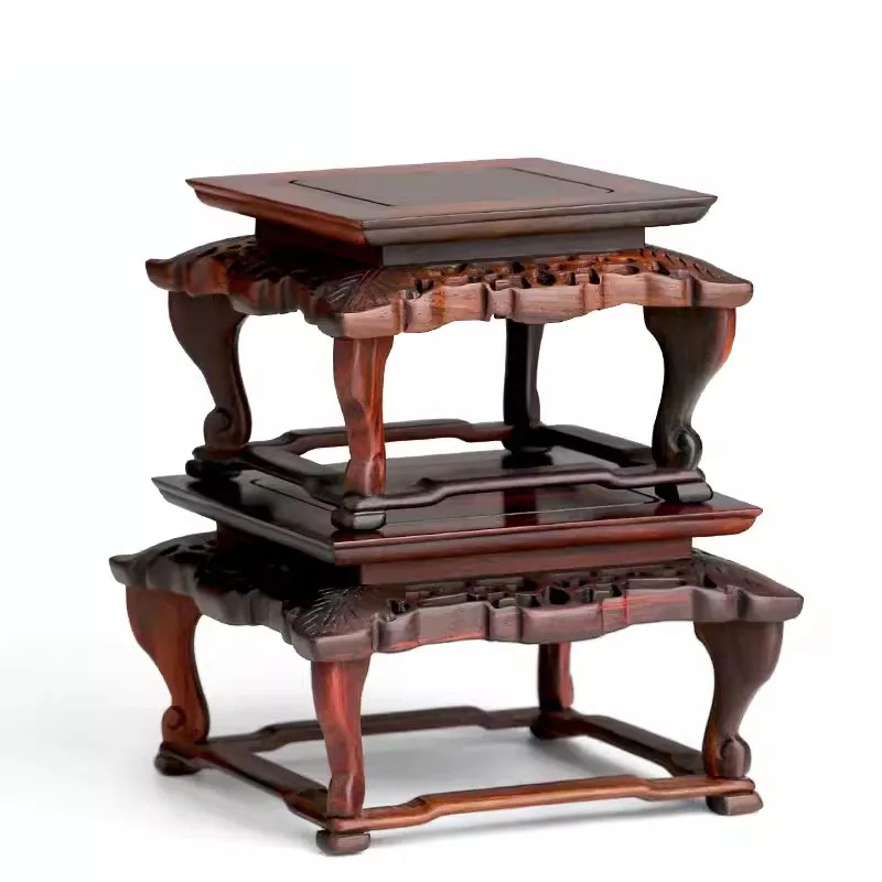 Red Wood Carving Handicraft Ornaments, Square Bracket, Flower Pots, Vase, strange Stone, Stone Buddha Statue Base