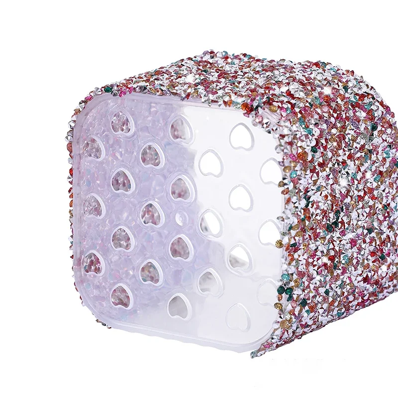 Luxury Rhinestone Wall Mounted Toothbrush Holder Bathroom Storage Holder Non Perforated Toothpaste Kitchen Accessories