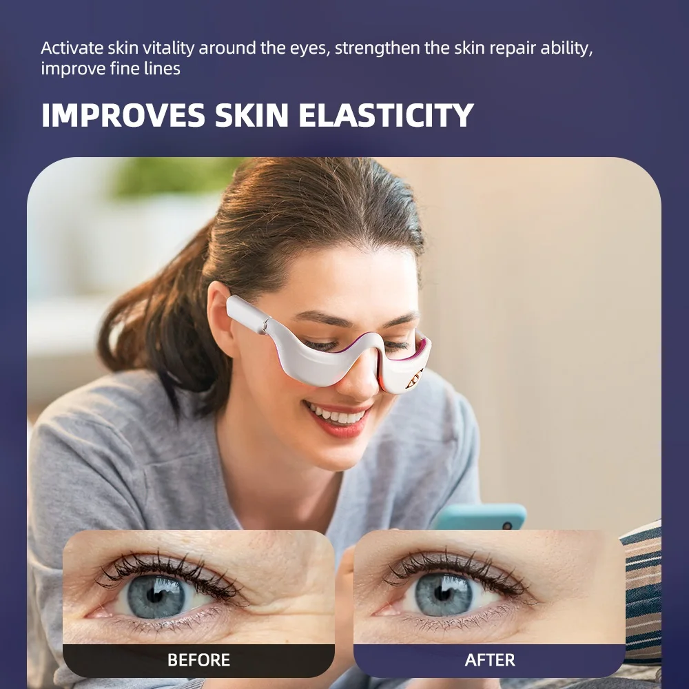 EMS Pulse Vibration Under-Eye Massager Heated Relieves Eye Fatigue Eyes Massage Glasses Dark Circle Eye Bags Eye Fat Remover 4