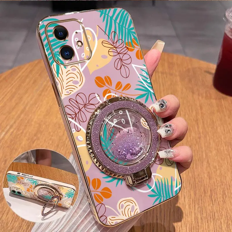 Elegant Leaf Design Plating Phone Case Cover