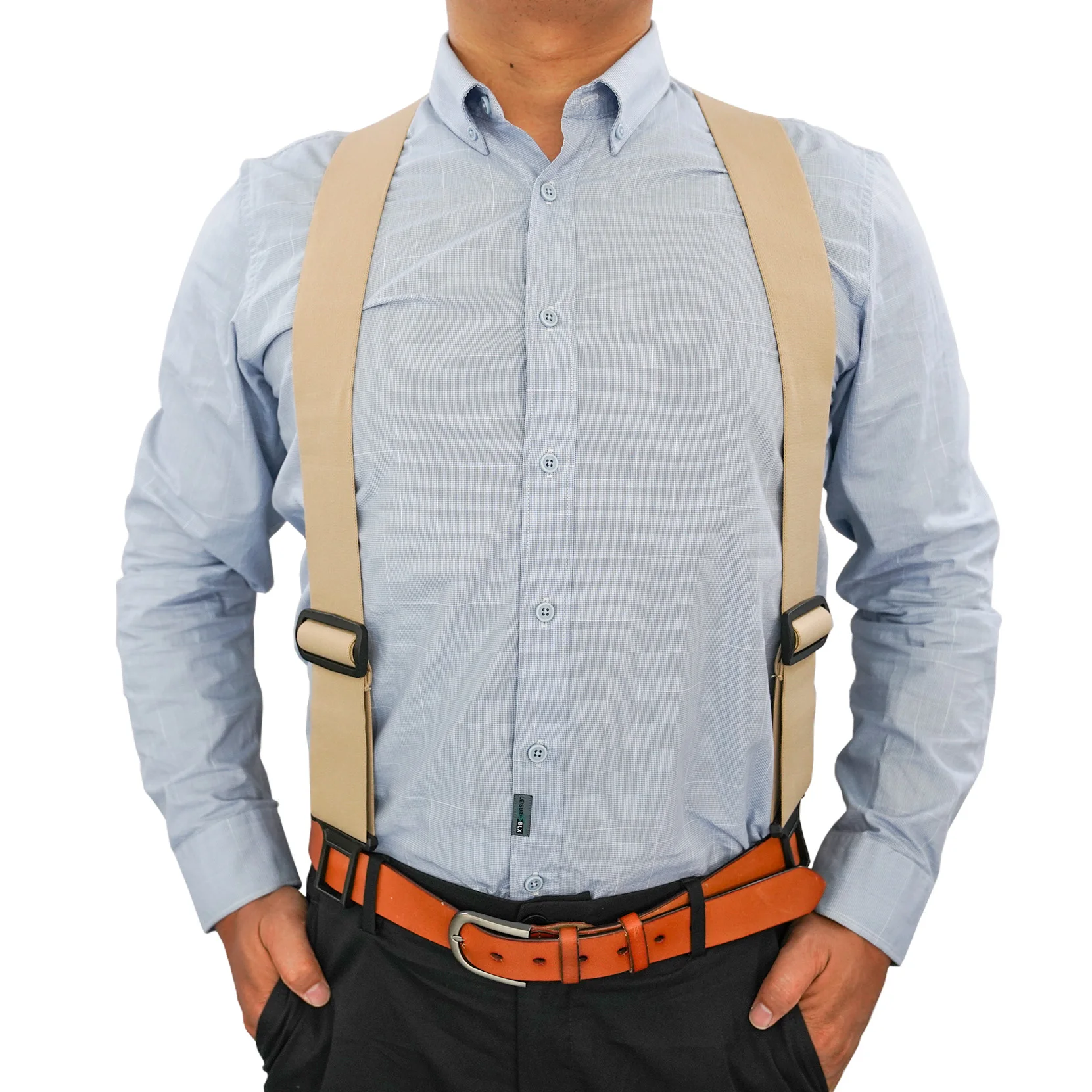 

Melo Tough Y Back Suspenders Airport Friendly Suspenders,NO Buzz With Plastic Clip 2 Inch Partial Elastic Braces