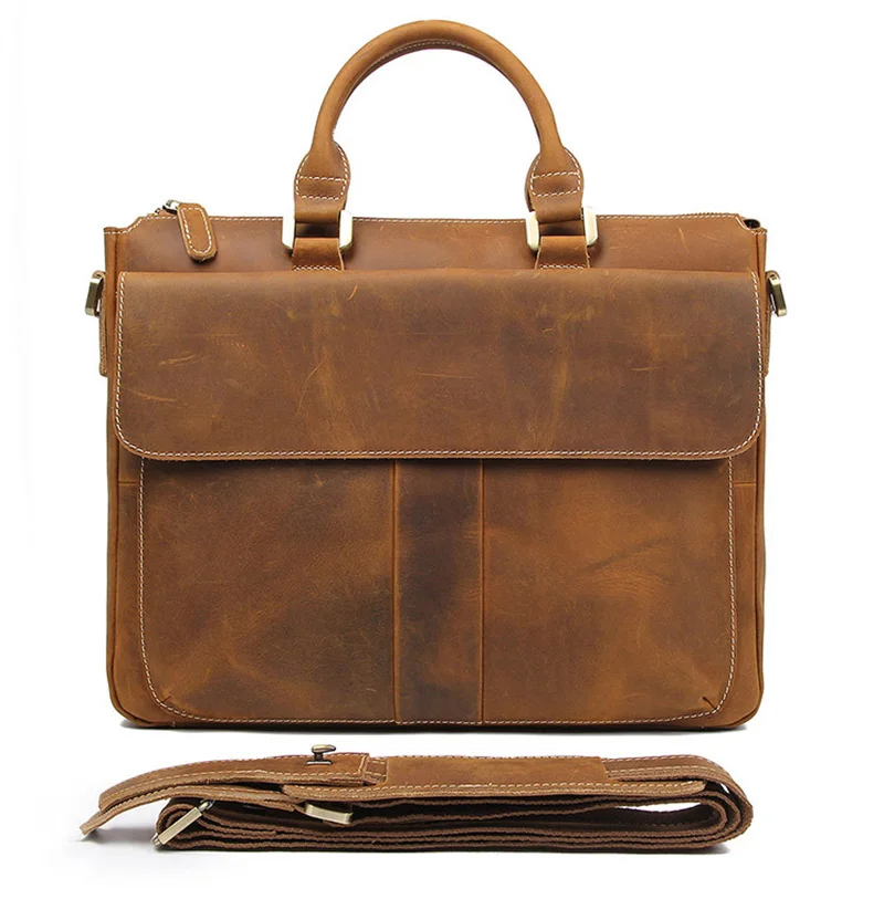 15.6″ Men’s Leather Laptop Briefcase For Work
