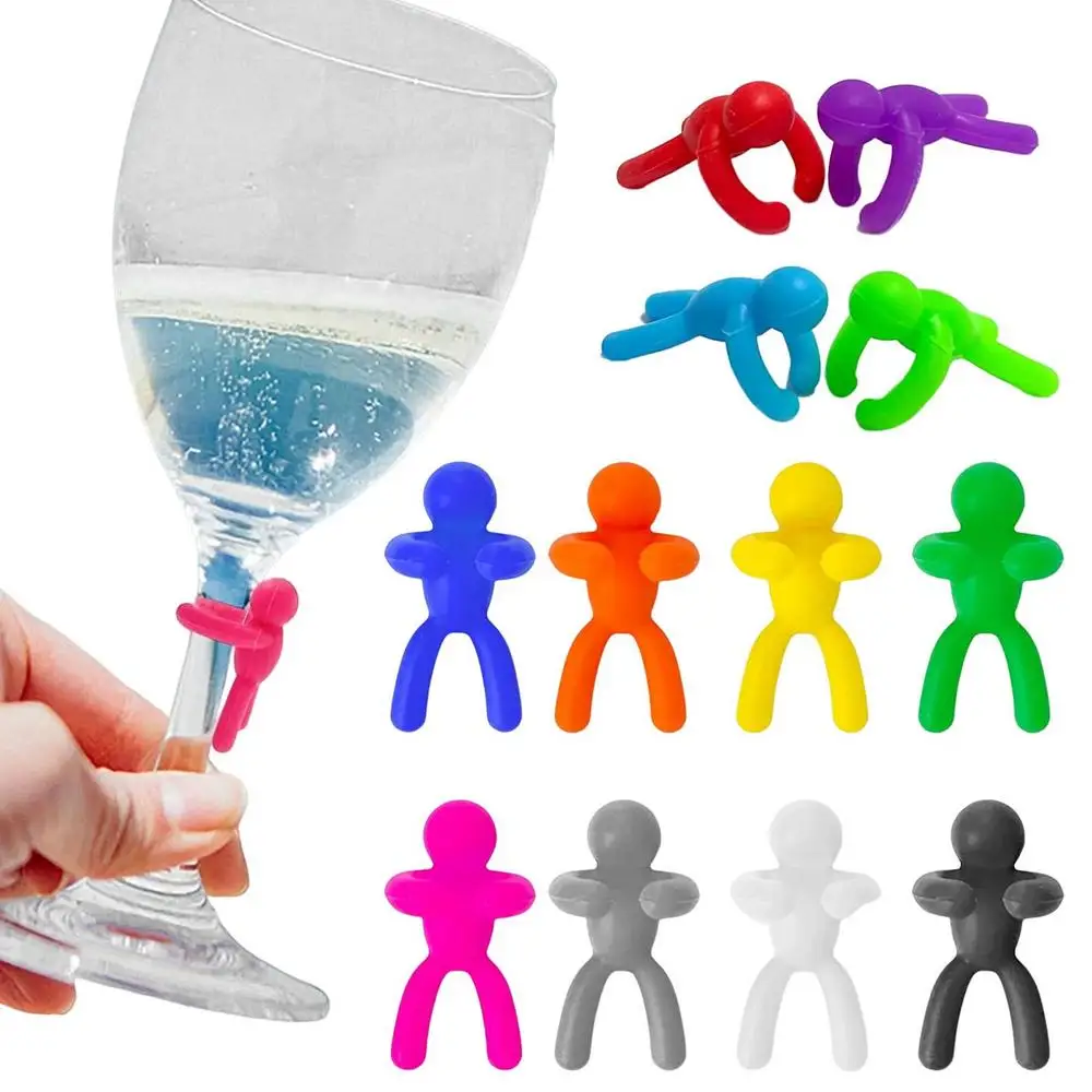 Description Picture 2 of item12Pcs Small Man Drink Markers Wine Glass Tags Drink Charm Cocktail Picks Gel Small Man Wine Cup Marker Red Wine Cup Mark