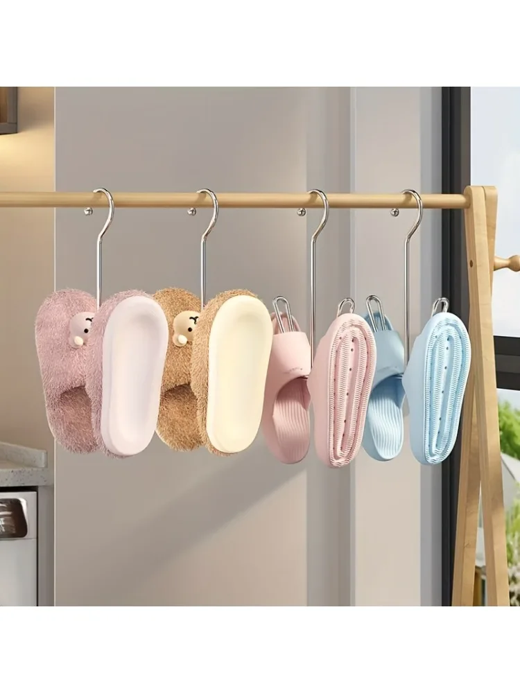 2pcs New Stainless Steel Shoe Drying Rack Balcony Window Sill Windproof Hanging Shoe Drying Rack Outdoor Shoe Drying Artifact 5