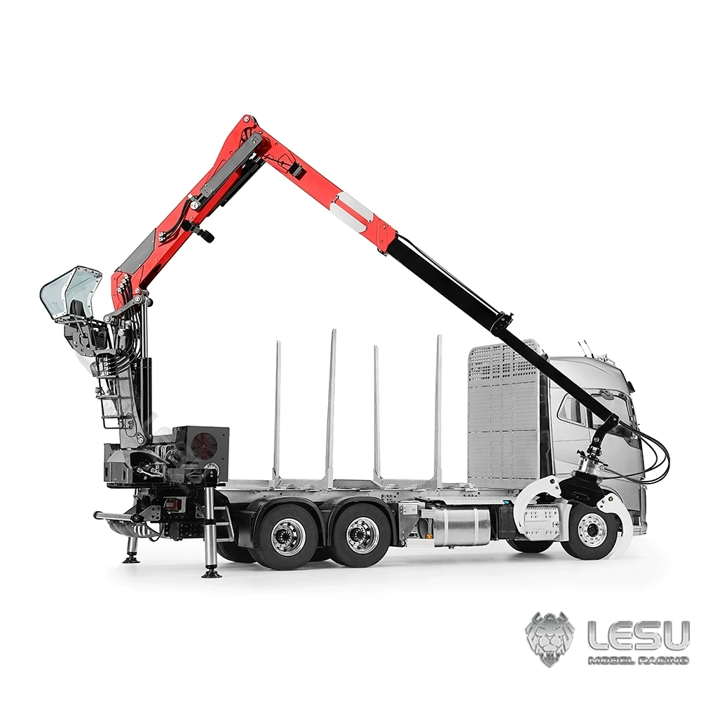 LESU 1/14 RC Hydraulic Crane Truck 6*6 FH16 Wood Timber Flatbed Transportation Car Metal Radio Control Model Cab No Included 3