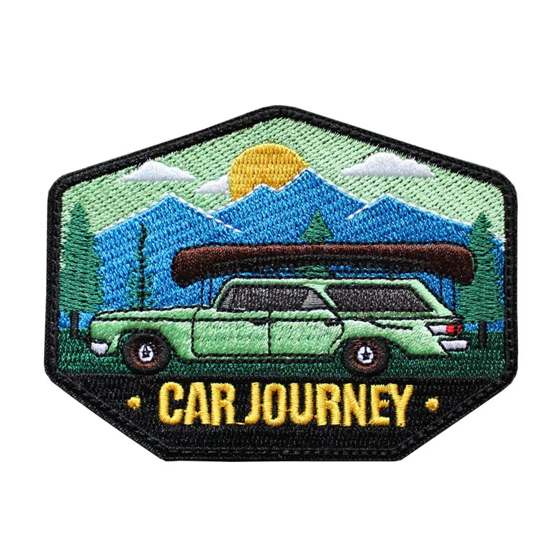 CAR JOURNEY Camping-Armband „Let's Go Places“, Abenteuer, besticktes Abzeichen, Offroad-Abzeichen, Reise, Auto, DIY, Rucksack-Aufnäher