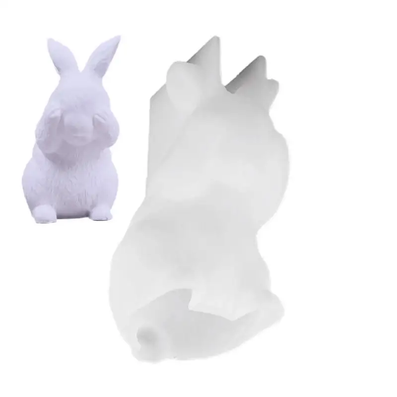 Easter Silicone Rabbit Mold Bunny Statue Mold for Crafts Plaster Casting Soft Silicone Mold Easy Release for Beginners Crafting