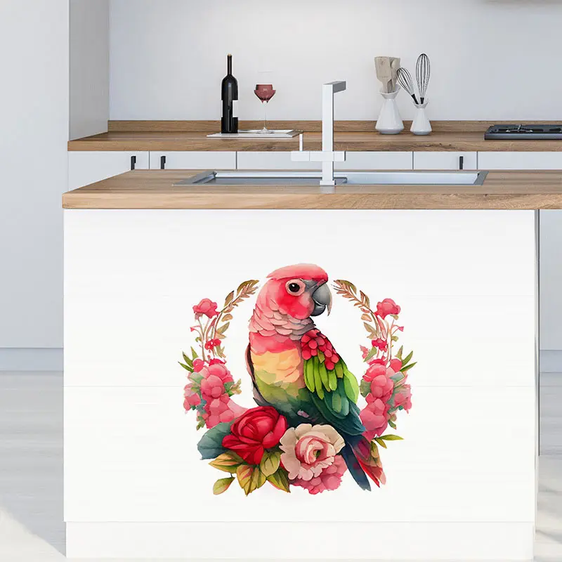 Hand painted Parrot Wall Sticker Home Decoration Toilet Living Room Cabinet Refrigerator Decals wall stickers wall sticker