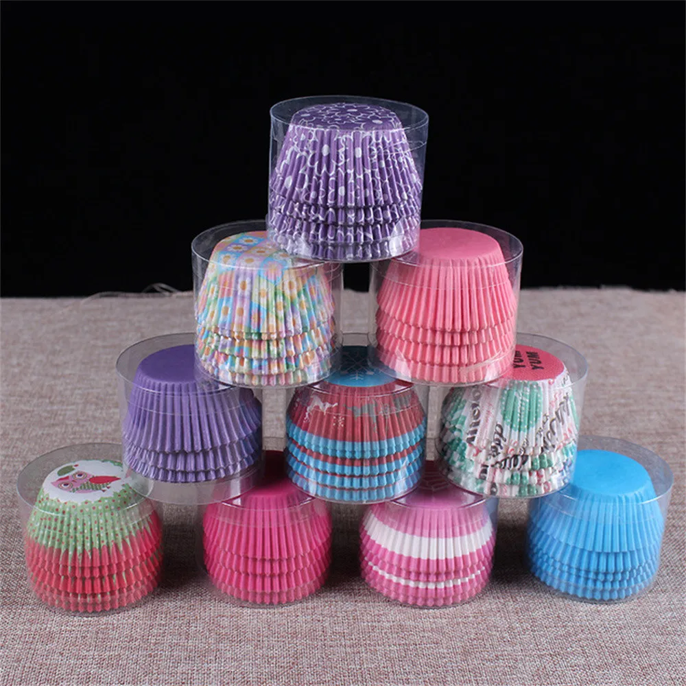 

100PCS/Set Bakeware Cupcake Grease-proof Baking Mold Birthday Party Supplies Flower Cake Paper Cups Animal Muffin Cup