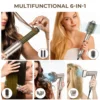6 in 1 Foldable Hair Dryer Negative Ions Hair Care Hot Air Brush Salon Blow Dryer Wand Ceramic Curling Iron Styler Styling Tools 6