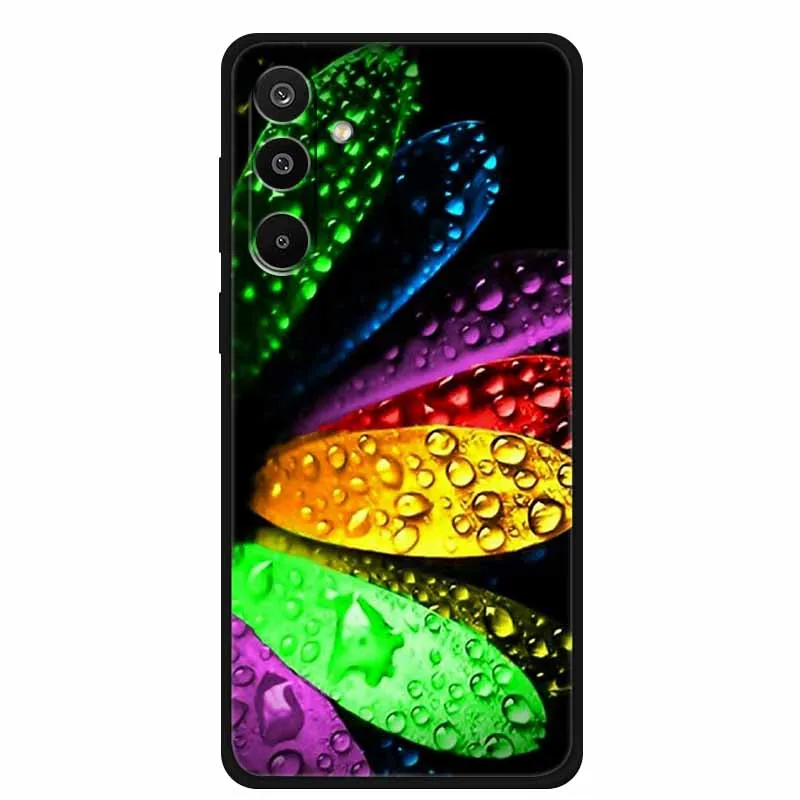 Floral Printed Silicone Phone Case - Black TPU Cover