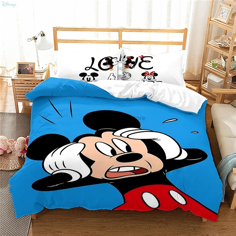 Cute White Mickey Mouse Twin Full Queen King Size Bedding Set 3d Printed Duvet Cover Pillowcases Comforter Cover Bed Sets 2/3pcs