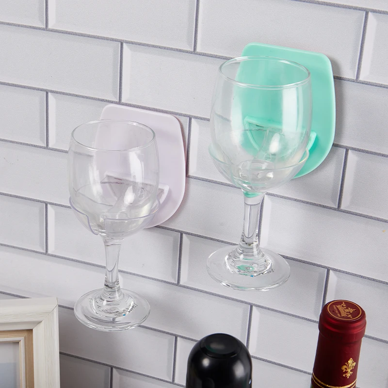 10*8*3cm Wine Glass Holder For Bath Shower Sticky For Wine Beer Drinks Can Holder Bathroom Bedside Wall Glass