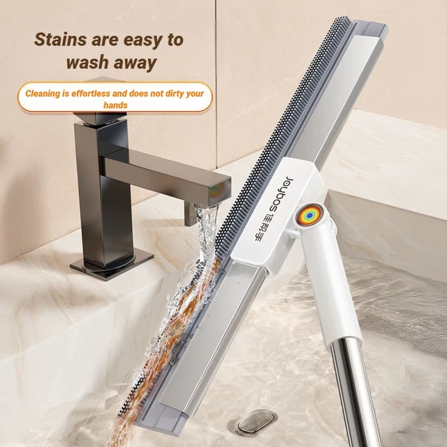 ไม้กวาดวิเศษ 30&50 ซม. ที่ปาดน้ำซิลิโคน พร้อมแปรงถูพื้น สำหรับทำความสะอาดบ้าน ห้องนั่งเล่น ห้องน้ำ ห้องสุขา 2