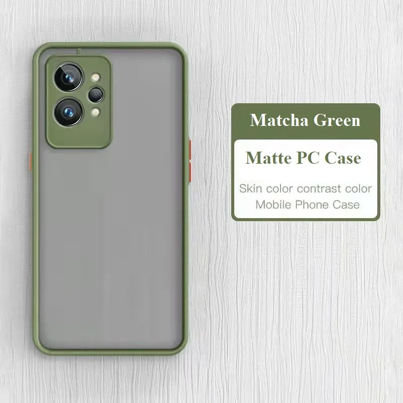 Adequado para Realme GT 2 Pro com tudo incluído, borda fosca translúcida, capa rígida de PC, botões de cores contrastantes, proteção antiqueda_voghion.com