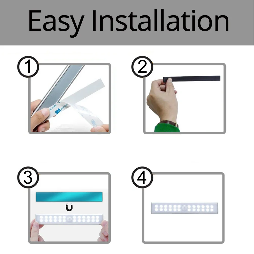 Led Night Light Led Motion Sensor Light Led Cabinet Light Under Cabinet Light Led Cabinet Lights LED Under Cabinet Night Light With 6/10 LEDs PIR Motion Sensor Wireless Lamp for Closet Cupboard Wardrobe Bedroom Stairs Kitchen