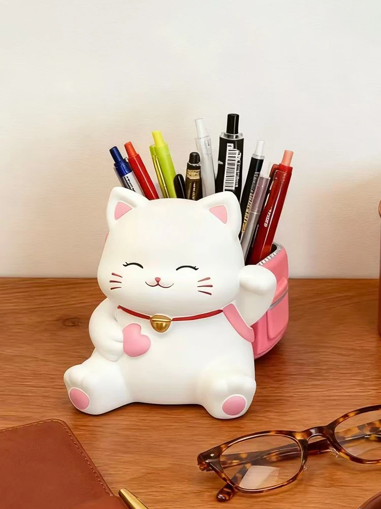 Kreativer Niedlicher Katzen-Stifthalter aus Harz, Lächelnde Kätzchen-Dekoration, Aufbewahrungsobjekt für Zuhause, Büro-Schreibtisch-Dekoration, Erinnerungsgeschenke – Detail 6