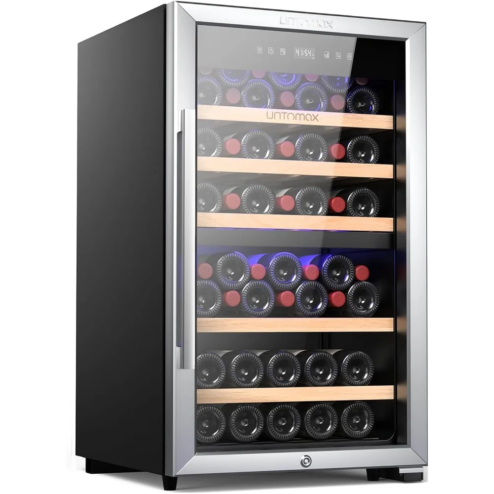 

Wine Fridge Dual Zone 52 Bottles (Bordeaux 750ml),Wine Cooler Refrigerator Freestanding w/Lock,41F-68F Digital Temperature